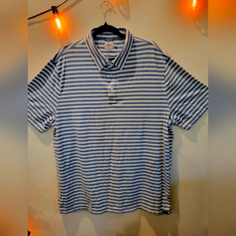 Faherty 2XL navy striped polo (super soft cotton)